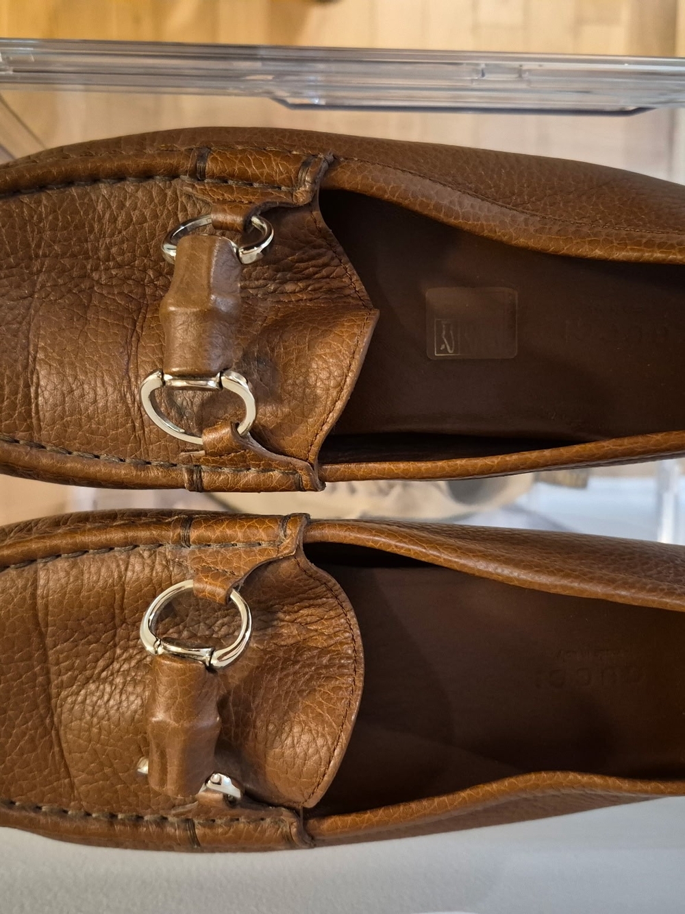 Gucci Brown Leather Loafers with Silver Bit Detail